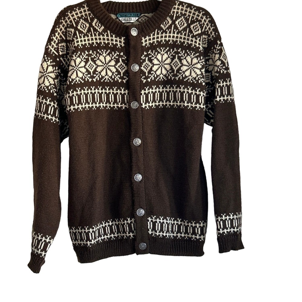 DALE OF NORWAY 80s Vintage 100% Norwegian Wool Scandinavian Fair Isle Cardigan